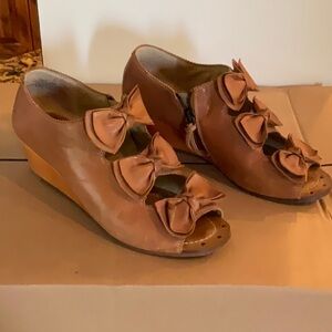 Anthropologie Leather Wedge Heel